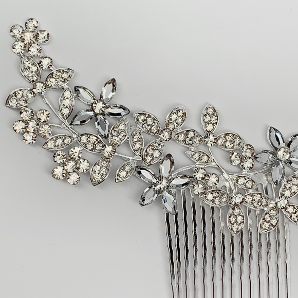 NEW Crystal & Rhinestone Silver Bridal Hair Comb - Picture 3 of 8